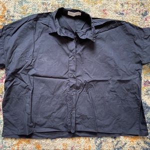 Everlane Boxy SS Navy Buttondown